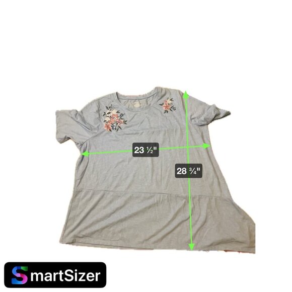 Lane Bryant Light Blue Floral Round Neck Asymmetrical Hem Top Sz 22 - Picture 5 of 7